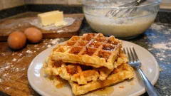 Crisp old-fashioned waffles with orange blossom – simple batter, bakery-style crunch